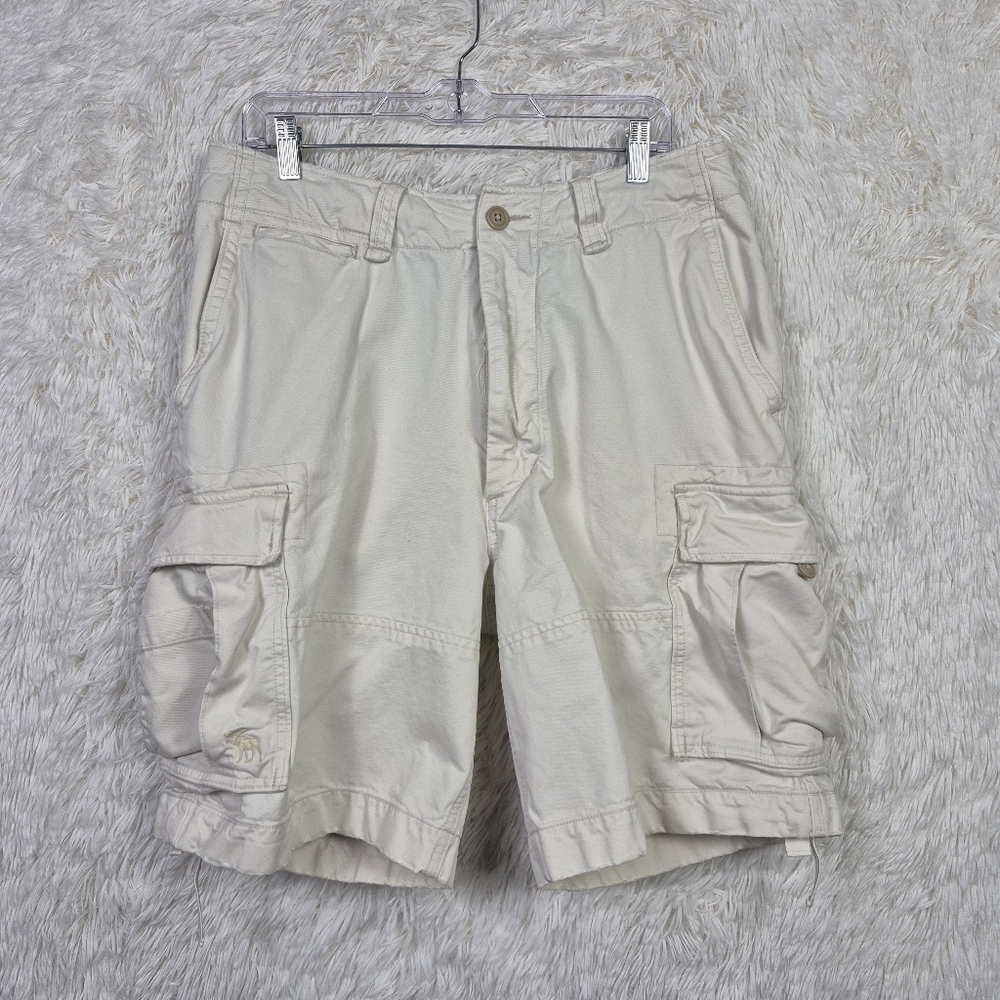 Abercrombie Fitch Cargo Shorts‎ Mens 33 Beige Y2K Type A Fatigues Paratrooper
